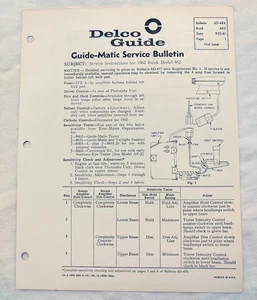 1962 Buick Wildcat LeSabre Original GM Guide-Matic Service/Repair Info 62 NOS - Picture 1 of 3
