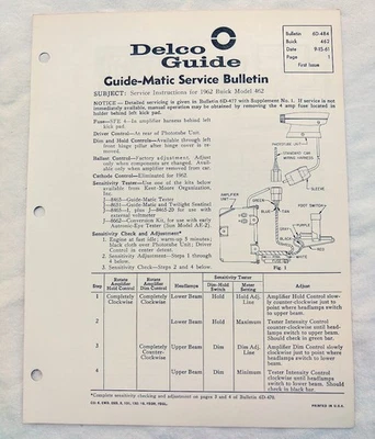 1962 Buick Wildcat LeSabre Original GM Guide-Matic Service/Repair Info 62 NOS - Image 1 of 3