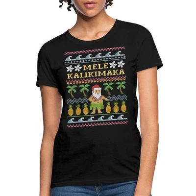 Mele Kalikimaka Hawaiian Santa Ugly Christmas Women's T-Shirt - Image 1 of 4