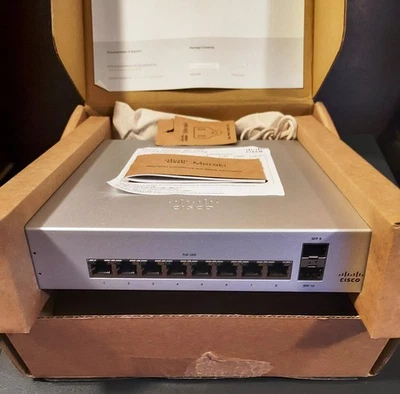 Cisco Meraki MS220-8P Switch 8-Port Gigabit PoE NEW Distressed Box 5-YR WARRANTY - Image 1 of 4
