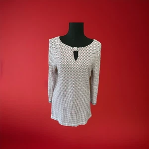 T By Talbots 3/4 Sleeve Keyhole Front Tee SZ LG - Picture 1 of 12