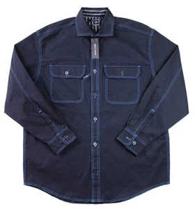 Tommy Hilfiger Mens Jacket M Overshirt Long Sleeve Button Front Casual Fit Blue - Picture 1 of 8