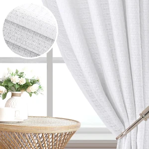 Boho Linen Curtains for Living Room Linen Textured Bedroom Curtain Light Filteri - Picture 1 of 7