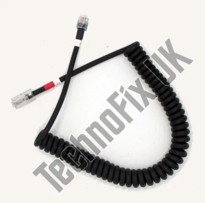 TECHNOFIX UK 6p6c curly cable for Yaesu MD-100 microphones and Yaesu transceivers RJ11 6 pin