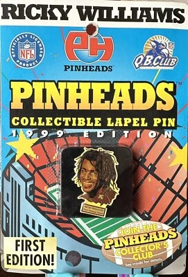 Ricky Williams Pinheads 1999 First Addition Collector Pin Lapel NFL Football NIB - Image 1 of 3