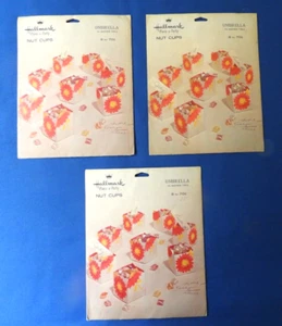 HALLMARK Vintage 8 Umbrella & Flower NUT CUPS 1 7/8" High 1960s 1970's (3 Sets) - Picture 1 of 8
