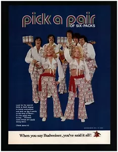 1972 Budweiser Beer Pick a Pair Six-Packs Brew Original Print Ad ~ Fast Ship ~ - Picture 1 of 1