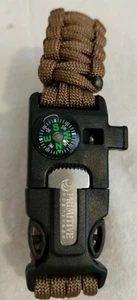 Primitive Survivors 5-tools-in-1 Survival Paracord Bracelet Khaki Brown 10” New - Picture 1 of 4