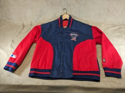 Atlanta Braves Jacket Size Large Bomber Snap Button MLB Baseball VTG 90s - Image 1 of 4