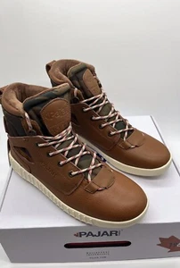 Pajar Peacemaker Faux Fur Lined Leather Sneakers Cognac color Size 9 - Picture 1 of 13