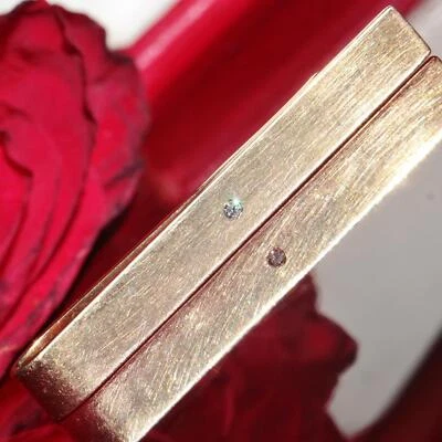 Clip de barra de corbata de oro amarillo de 14k diamante vintage años 40 hecho a mano 7,63 gr N2640F Foto 1 de 4