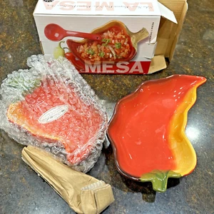 Set of 2 CLAY ART La Mesa Chili Pepper Shaped Serving Dishes Bowls - Picture 1 of 10