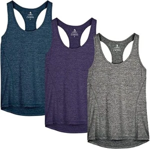 Workout Tank Tops for Women Racerback Athletic Yoga Running Exercise Top, Pack 3 - Picture 1 of 8