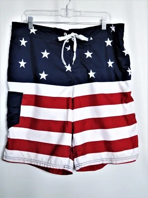 Pantalones cortos de natación Bioworld Patriotic para hombre 2XL rojo blanco azul forro de malla Foto 1 de 4