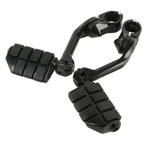 1-1/4" Black Highway Engine Guard Long Angled Foot Pegs Mount For Harley Touring - Picture 1 of 15