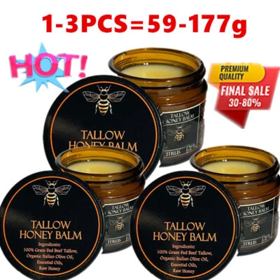 🔥Organic Grass-Fed Beef Tallow Balm with Honey Moisturize * 57g Health S - Image 1 of 4