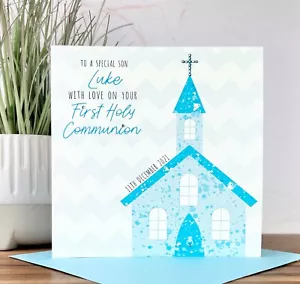 Tarjeta personalizada hecha a mano bautizo bautismo primera comunión niño sobrino hijo - Imagen 1 de 2