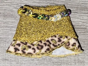 Minifalda vintage Barbie Mattel dorada lentejuelas con cinturón estampado de leopardo solamente - Imagen 1 de 2