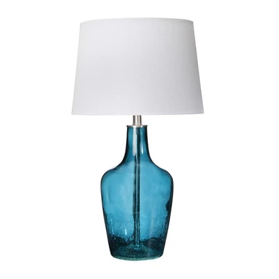 Translucent Textured Glass Table Lamp with Empire Shade andBrushed Chrome Acc... - Image 1 of 4