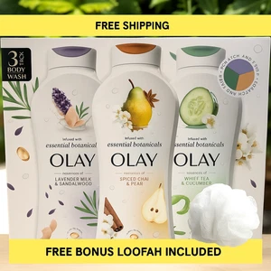 Jabón corporal Olay Essential Botanicals paquete de 3 + esponja incluida GRATIS | Envío rápido - Imagen 1 de 3
