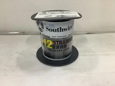 Southwire 22964183 12 Stranded THHN 50’ Spool INSULATED BLACK WIRE - Image 1 of 2