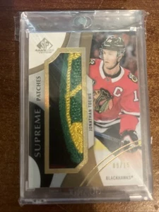 2018-19 Upper Deck SP jeu utilisé Supreme Patchs 09/15 Jonathan Toews PA-JT Patch - Photo 1/2
