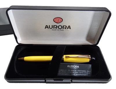 Aurora Italian Pen B31-YELLOW-BLUE INK-PREOWNED-W/BOX - Image 1 of 4