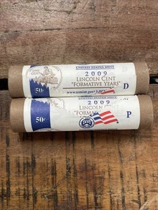 Lincoln Cent 2009 rollo de años formativos P&D envoltura como nueva de Estados Unidos sin circular - Imagen 1 de 4