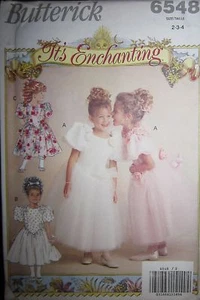 UNCUT Vintage Butterick SEWING Pattern 6548 Girls Very Fancy Dress 2-6X FF OOP - Picture 1 of 1
