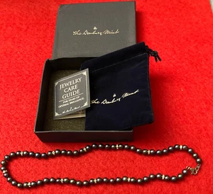 BLACK PEARL NECKLACE THE DANBURY MINT ORIGINAL BOX & POUCH - Picture 1 of 8