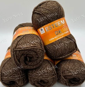 Woolcraft Esteem Recycled DK Knitting Crochet Yarn Wool 5x100g Balls - 16 Brown - Picture 1 of 10