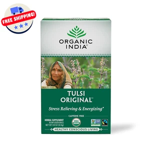 Tulsi Tea Bags Organic India Herbal Stress Immunity & Digestion Caffeine Free 18 - Picture 1 of 27