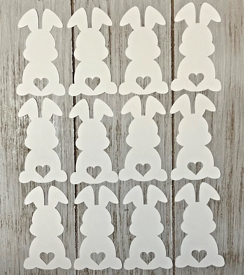 Easter Bunny with Heart Cut outs Die cuts Holiday Crafts Set of 30 White Rabbit - Image 1 of 1