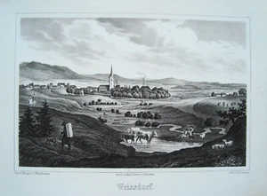 Weißdorf Bayern Hof Saale echte alte Lithographie 1844 - Picture 1 of 1