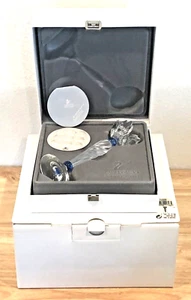SWAROVSKI SILVER CRYSTAL BLUE FLOWER CANDLEHOLDER COMPLETE BOXES AND CERTIFICATE - Picture 1 of 12