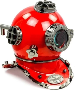 18"Morse Vintage Brass Scuba Boston Divers US Navy Mark Red Divers Diving Helmet - Picture 1 of 8