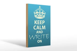 Holzschild Spruch 20x30 cm Keep Calm and write on Deko Schild wooden sign - Picture 1 of 5