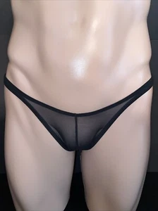 Men's Black Mesh Brazil Rio Cheeky Bikini Brief - Size M - Picture 1 of 6