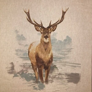 Cushion Panels - Majestic Stag Print - Linen Look Cotton Rich Panel 45cm x 45cm - Picture 1 of 4