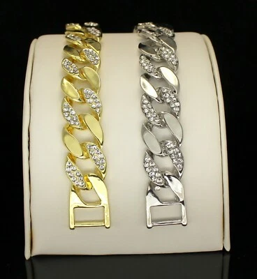 Pulsera tobillera para hombre circonita cúbica Miami eslabón cubano chapado en oro 14k hip hop 7-10 pulgadas Foto 1 de 4