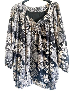 Chiffonbluse Paisley Blumen 3/4 Arm Größe UK 18 - Bild 1 von 8