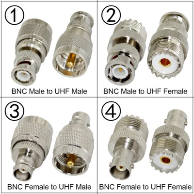 1pc BNC Male Female to UHF Plug Jack PL259 SO239 RF Coax Adapter Straight 50Ohm - Image 1 of 4