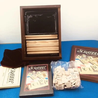 SCRABBLE Vintage Game Collection WOODEN Bookshelf  - Open Box - Complete - Image 1 of 4