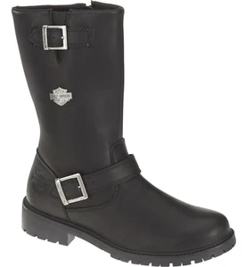 Harley Davidson Randy 12" Hombres Cuero Cremallera Motociclista Botines - Imagen 1 de 2