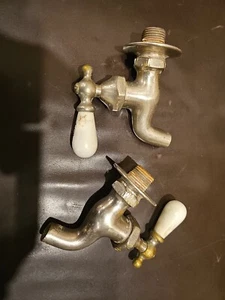 Pair - Vintage Ceramic handle Valves Basin cocks Hot-cold - Picture 1 of 6