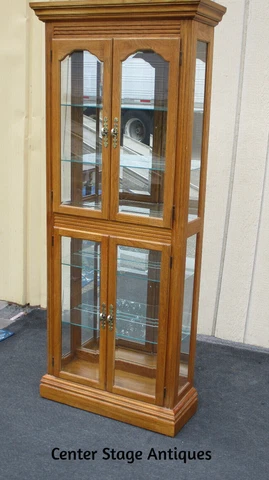 63691 Oak Curio China Cabinet With Light Cover