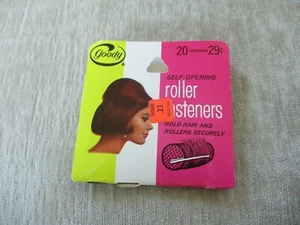 GOODY 20 Roller Fasteners Self Opening Hold Hair Bobby Pins USA 1970s 820 Brown - Picture 1 of 10