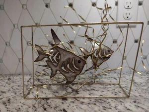 Vintage Brass Metal Sculpture Angel Fish Aquarium Artist Signed Langton - Picture 1 of 9