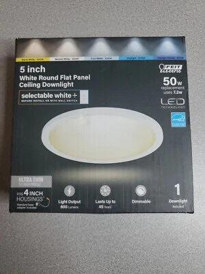 "Panel de techo plano regulable redondo blanco de 5"" montaje empotrado LED integrado de 7,2 vatios" Foto 1 de 4