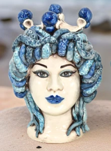Sculpture Head Of TRITON In Ceramic Lady Medusa Sea Artisan Mythology. - Picture 1 of 6